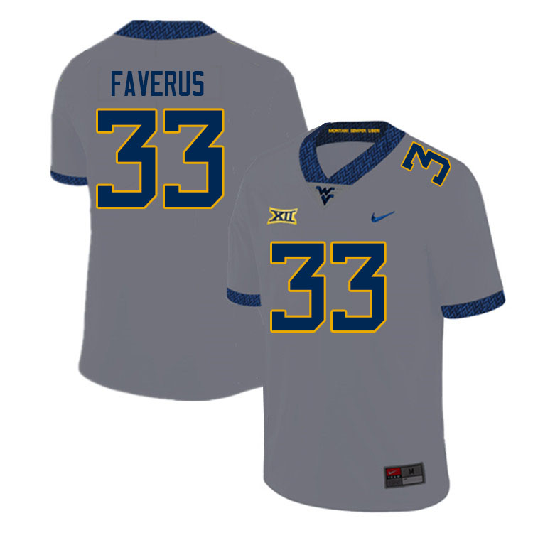 Men #33 Jairo Faverus West Virginia Mountaineers College Football Jerseys Sale-Gray